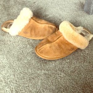 UGG suede sheepskin scuffette tan slippers